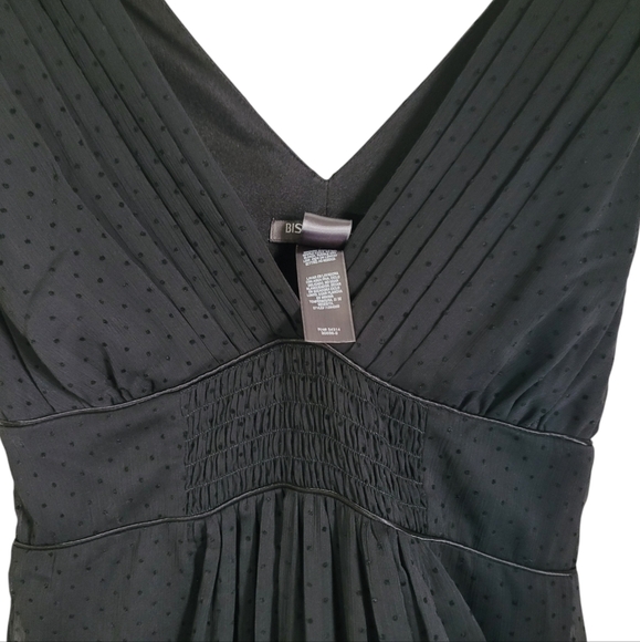 Bisou Bisou LBD Swiss Dot Sleeveless V Neck Elastic Waist w/Tie Belt Sz 14 - Picture 4 of 10